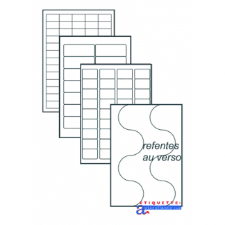 Planche étiquettes autocollantes sur feuille A4 : 63,5 x 33,9 mm (24  étiquettes)