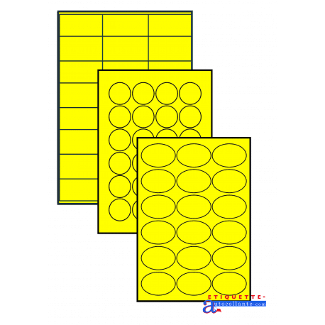 Étiquette en planche A4 Couleur Jaune 